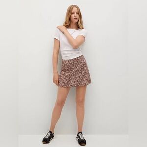 MANGO Women's Black & Pink Floral Print Mini A-Line Skirt Small